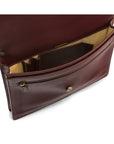 Small leather briefcase, dark tan, inside