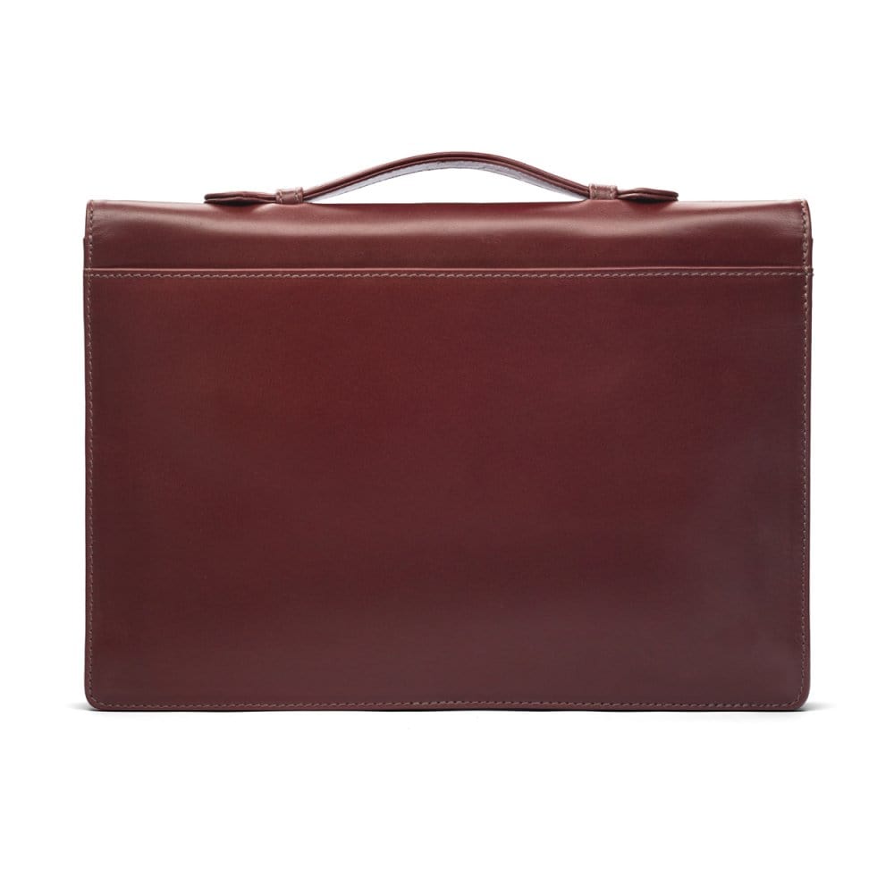 Small leather briefcase, dark tan, back