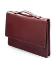 Small leather briefcase, dark tan, side