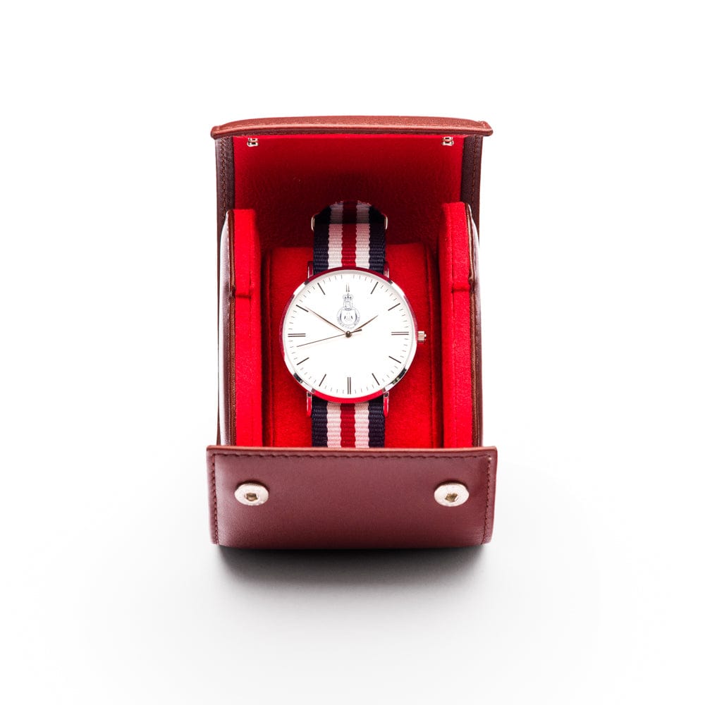 Single watch roll, dark tan, inside