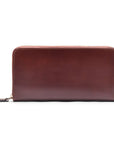 Tall leather zip around accordion purse, dark tan