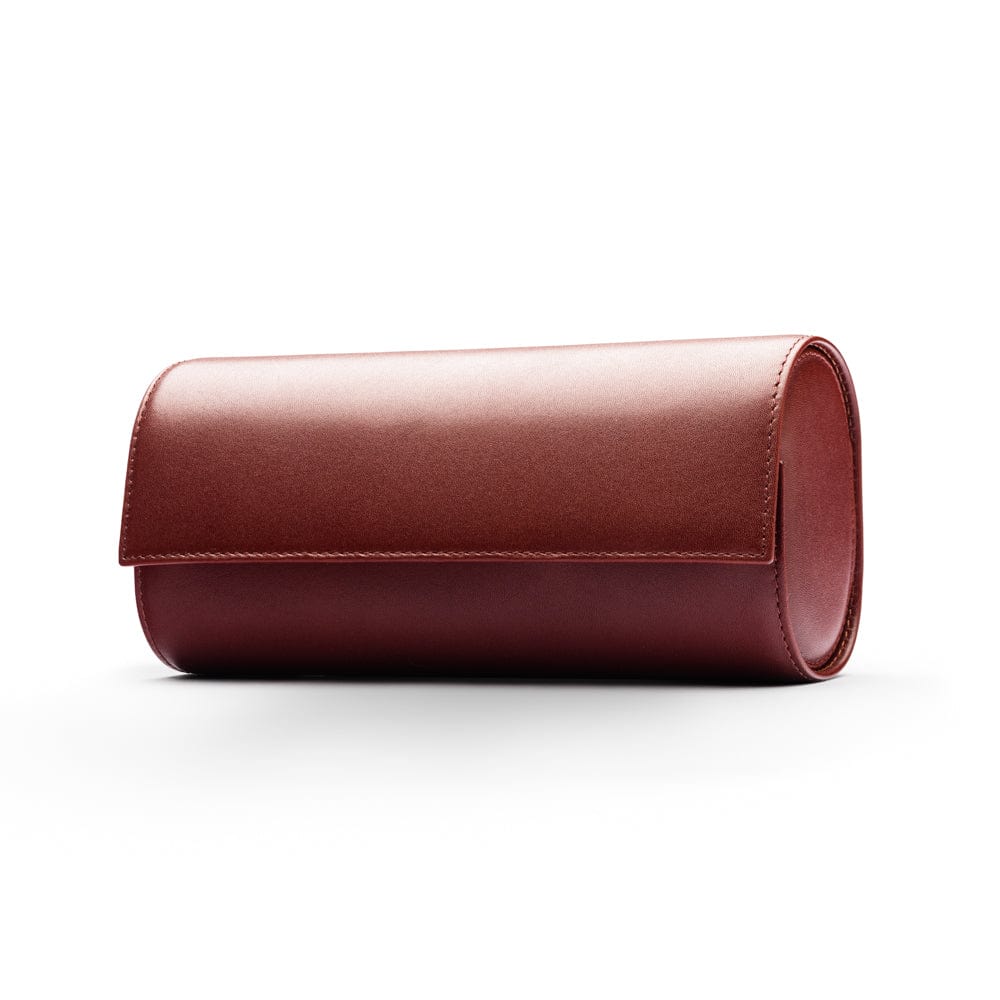 Triple watch roll, dark tan, front