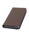 Leather iPhone 7 Plus and 8 Plus wallet case, dark tan, front