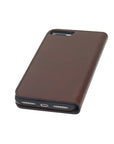 Leather iPhone 7 Plus and 8 Plus wallet case, dark tan, base