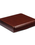 Large leather accessory box, dark tan, front