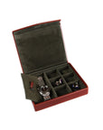 Large leather accessory box, dark tan, open 2