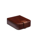 Leather accessory box, dark tan, front