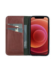 Dark Tan With Green Leather iPhone 12 Mini Wallet Case
