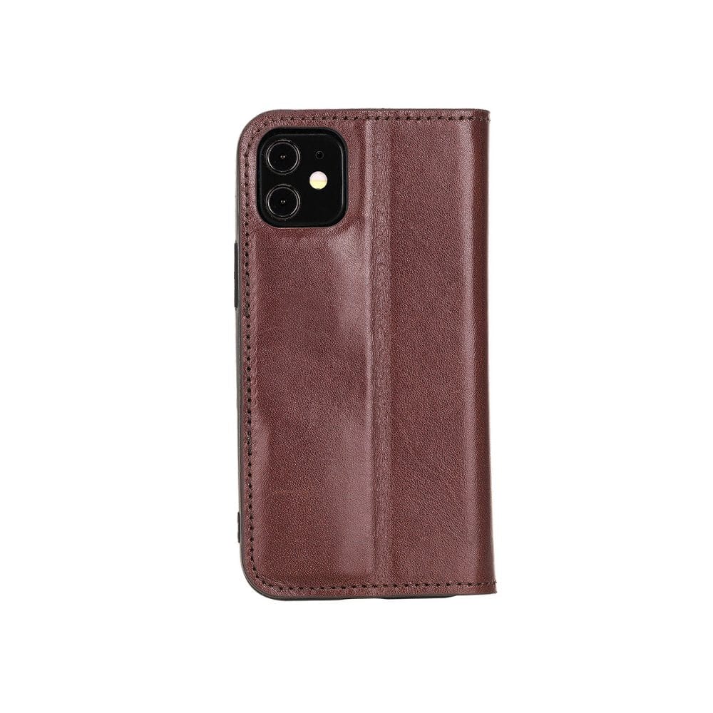 Dark Tan With Green Leather iPhone 12 Mini Wallet Case