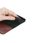 Dark Tan With Green Leather iPhone 12 Mini Wallet Case