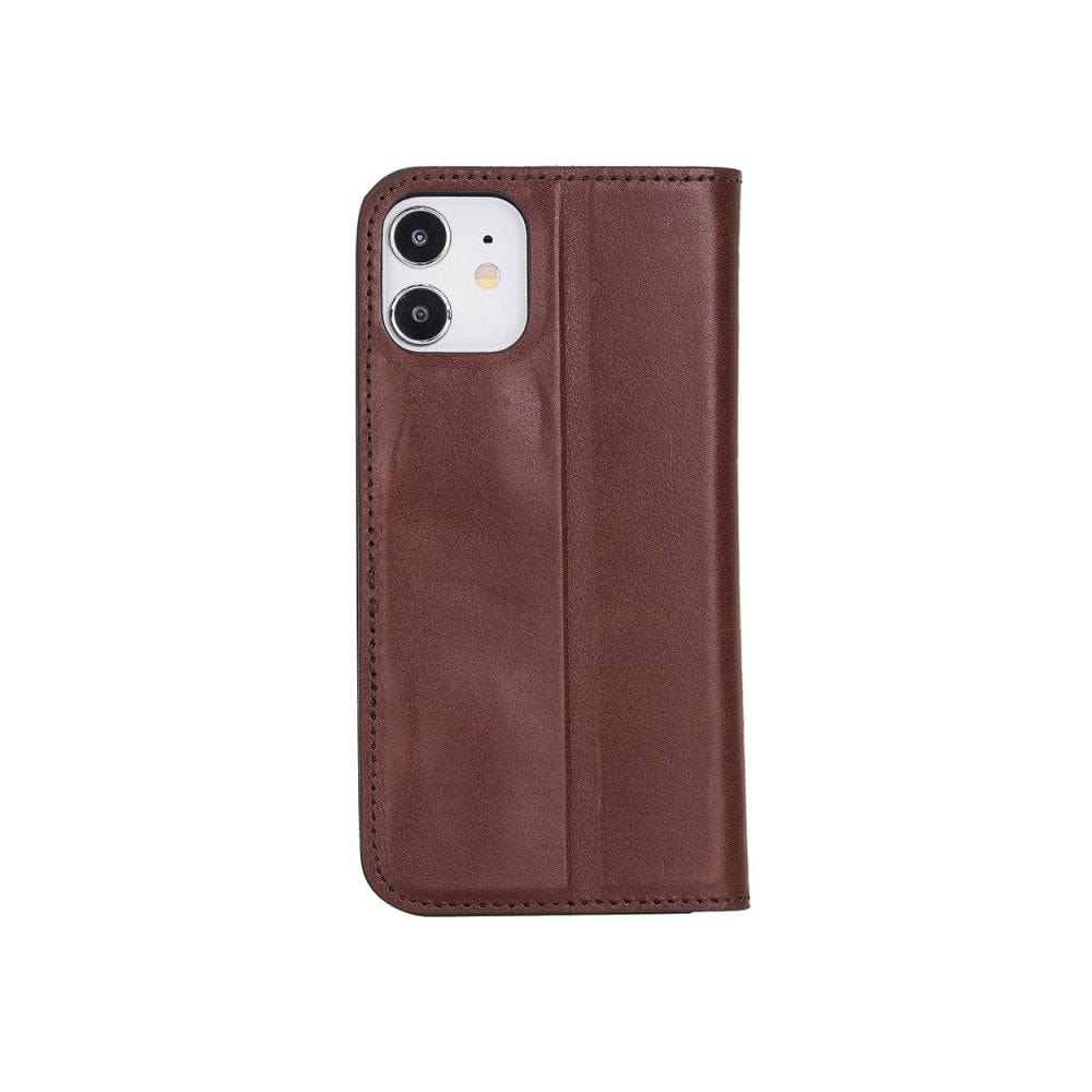 Dark Tan With Green Leather iPhone 12 Or 12 Pro Wallet Case