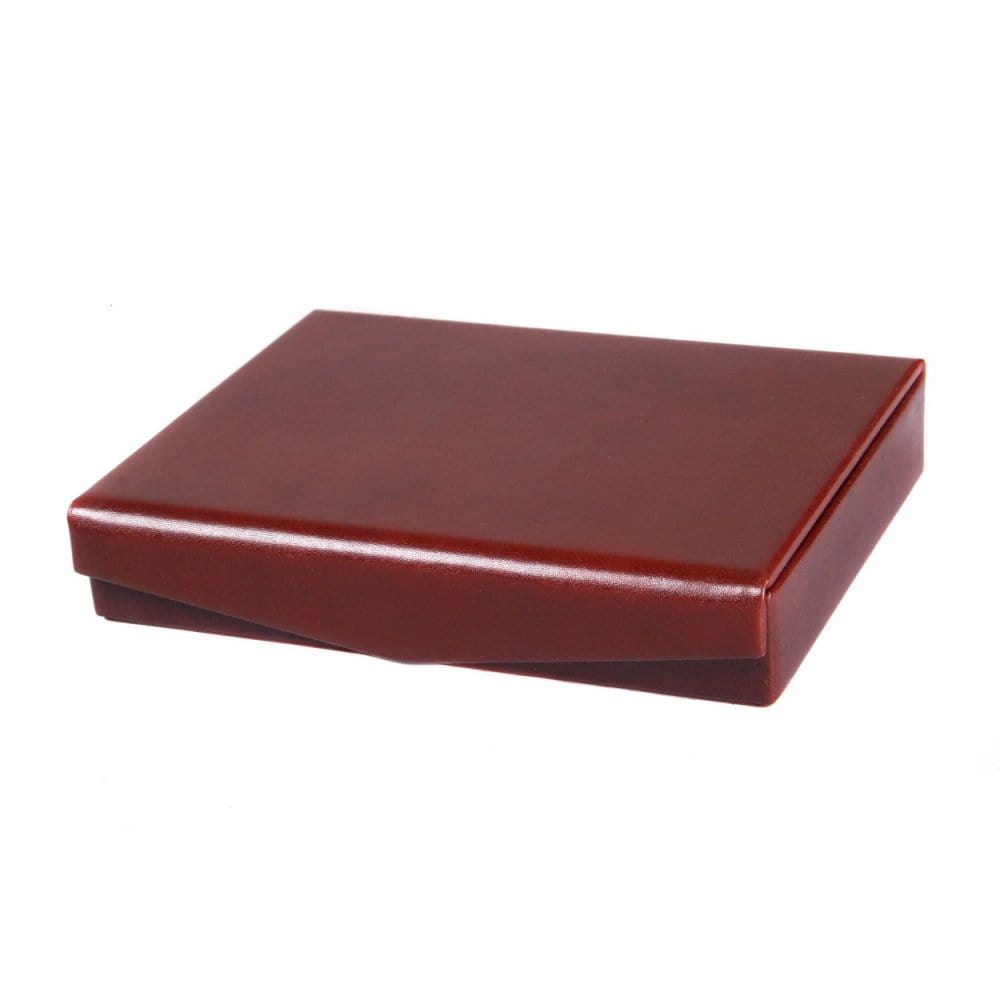 Dark Tan With Green Men's Large Leather Cufflink Box