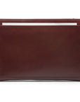 Zip top leather folder, dark tan, front view