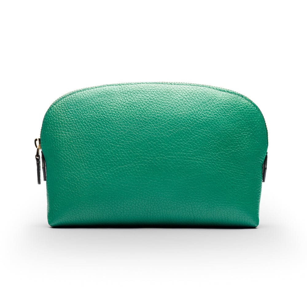 Leather Cosmetic Bag, Emerald Green Makeup Bags SageBrown