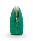 Leather cosmetic bag, emerald, side profile