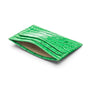 Leather credit card holder, emerald croc. inside