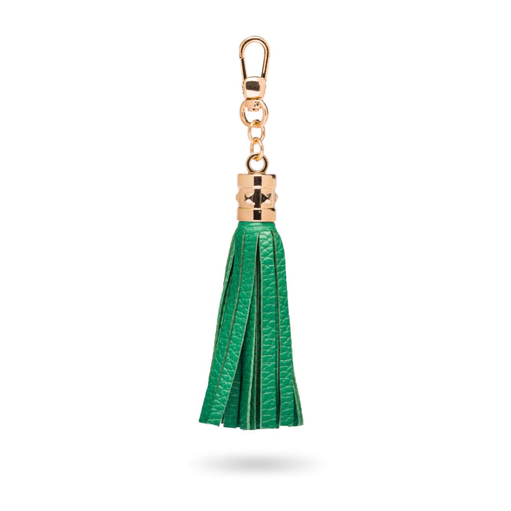 Decorative leather tassel, emerald green 2