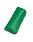 Large leather glasses case, emerald green, front