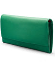 Luxury leather travel wallet, emerald, side