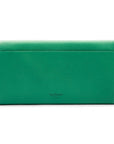 Luxury leather travel wallet, emerald, back