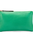 Medium leather makeup bag, emerald, front