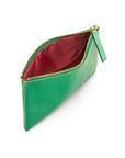 Medium leather makeup bag, emerald, inside