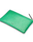 Medium leather makeup bag, emerald, back
