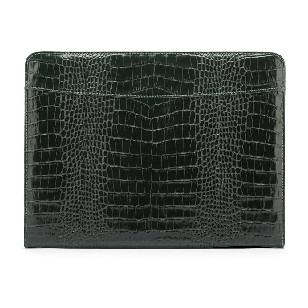 A4 leather notepad folder, green croc, front