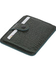 Green Croc Flat Compact Credit Card Wallet With 2 ID Windows, 6CC