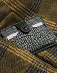 Green Croc Flat Compact Credit Card Wallet With 2 ID Windows, 6CC, lifestyle