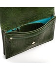 Leather portfolio case, green croc, inside