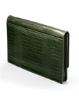 Leather portfolio case, green croc, back