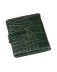 Mini leather trifold photo frame, green croc, 60 x 40mm, back