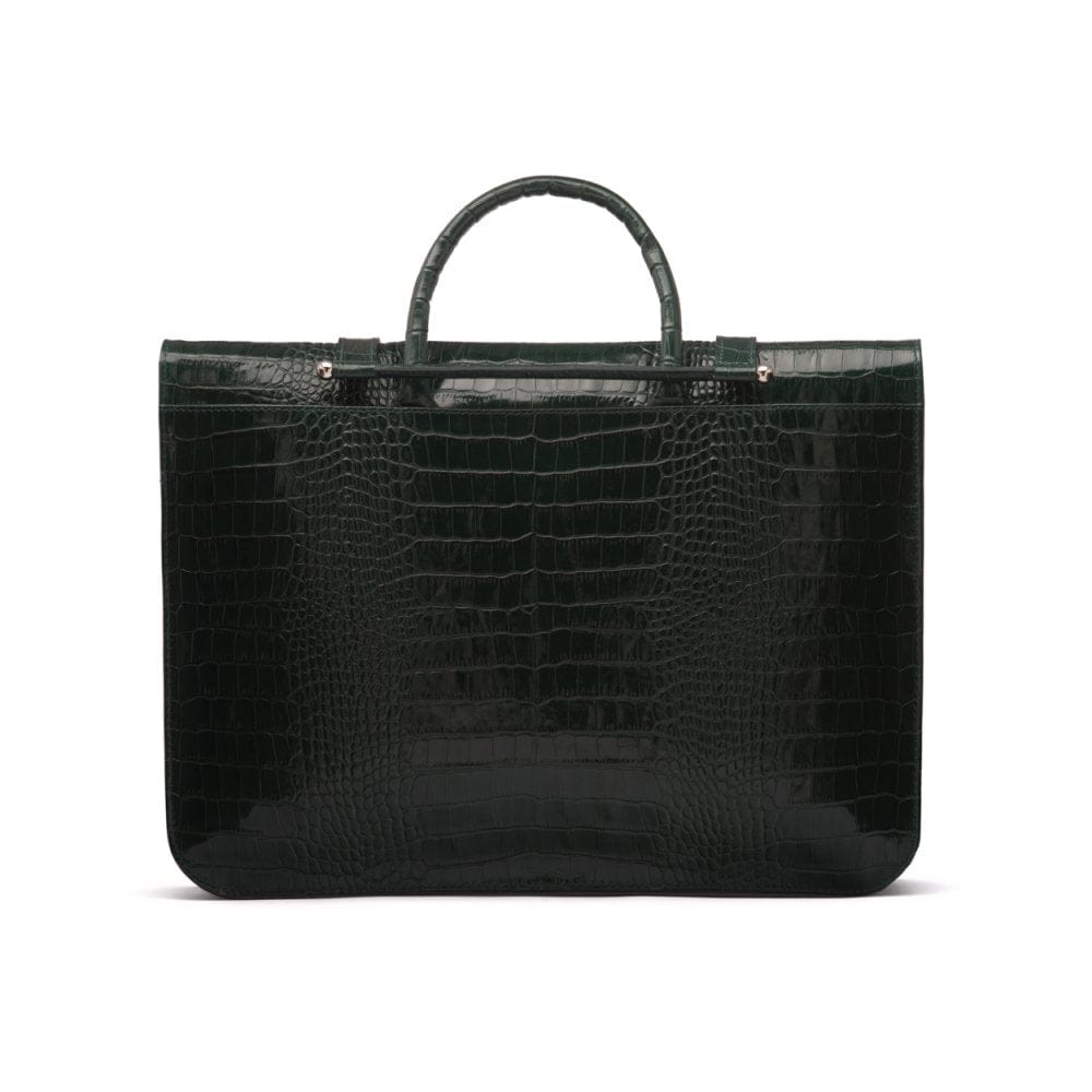 Leather music bag, green croc, back