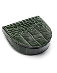 Leather horseshoe coin purse, green croc, base