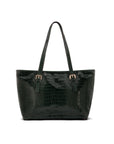 Women's leather 13" laptop workbag, green croc, front