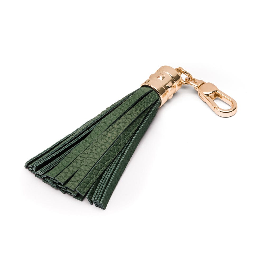 Decorative leather tassel, green