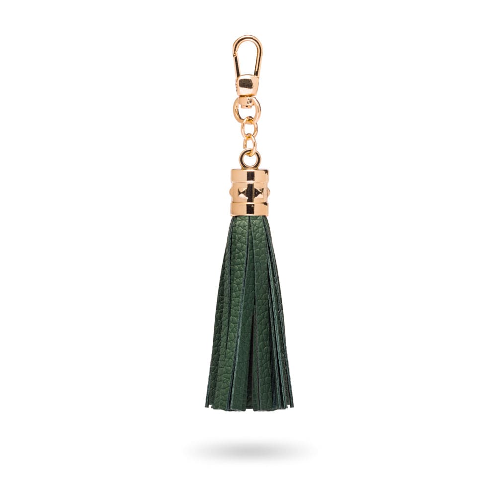 Decorative leather tassel, green 2
