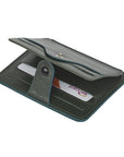 Green Flat Compact Credit Card Wallet With 2 ID Windows, 6CC