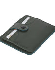 Green Flat Compact Credit Card Wallet With 2 ID Windows, 6CC
