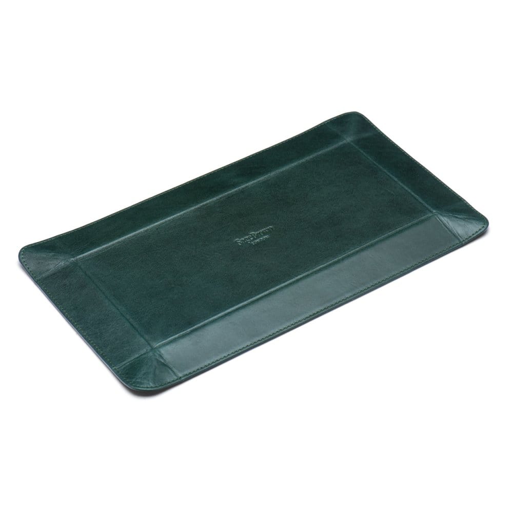 Rectangular valet tray, green with black, flat base