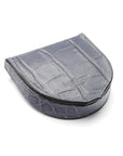 Leather horseshoe coin purse, grey croc, base
