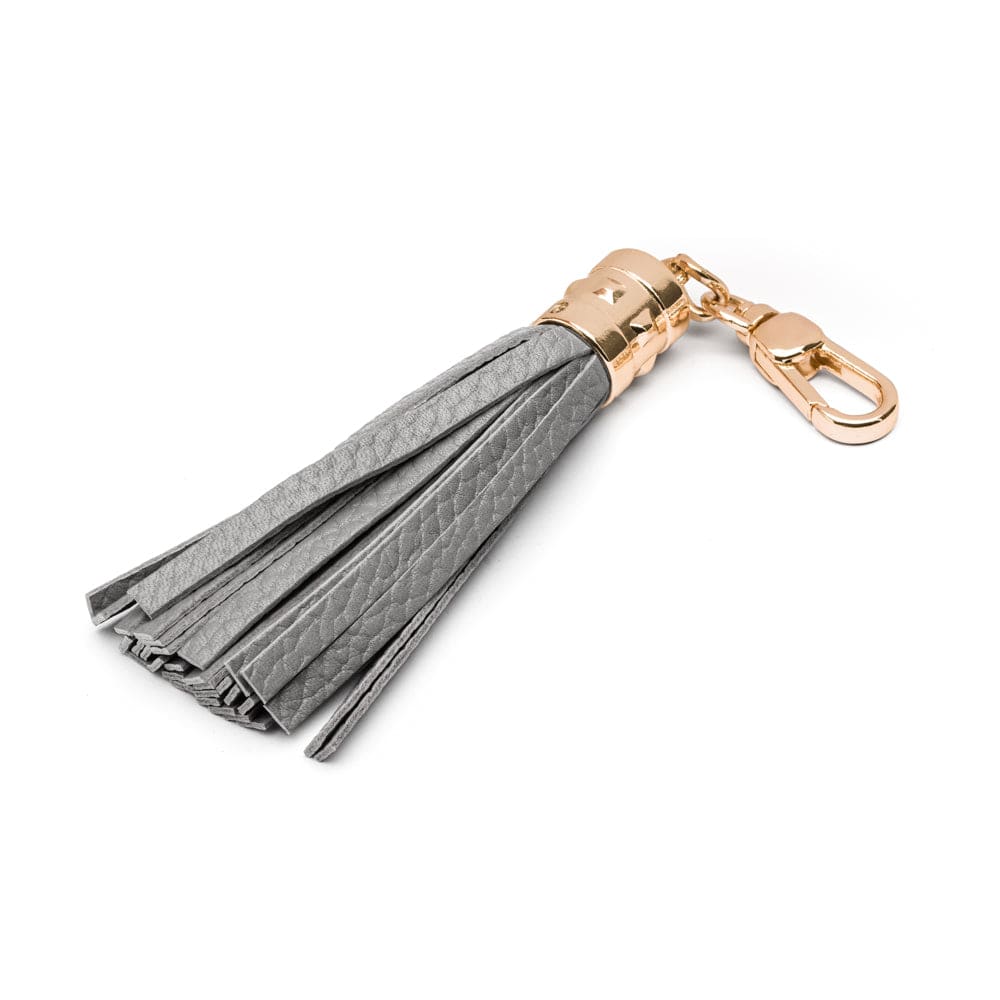 Decorative leather tassel, grey