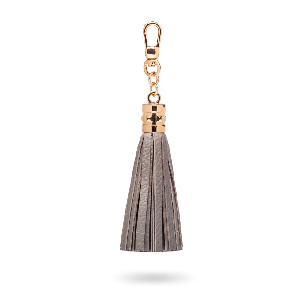 Decorative leather tassel, grey 2