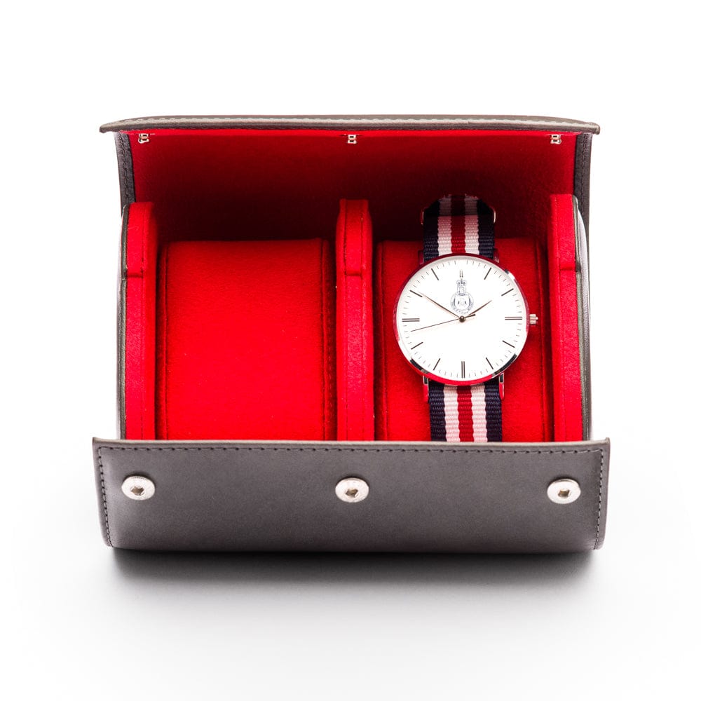 Double watch roll, grey, with watch