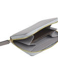 Small leather zip around coin purse, grey, interior