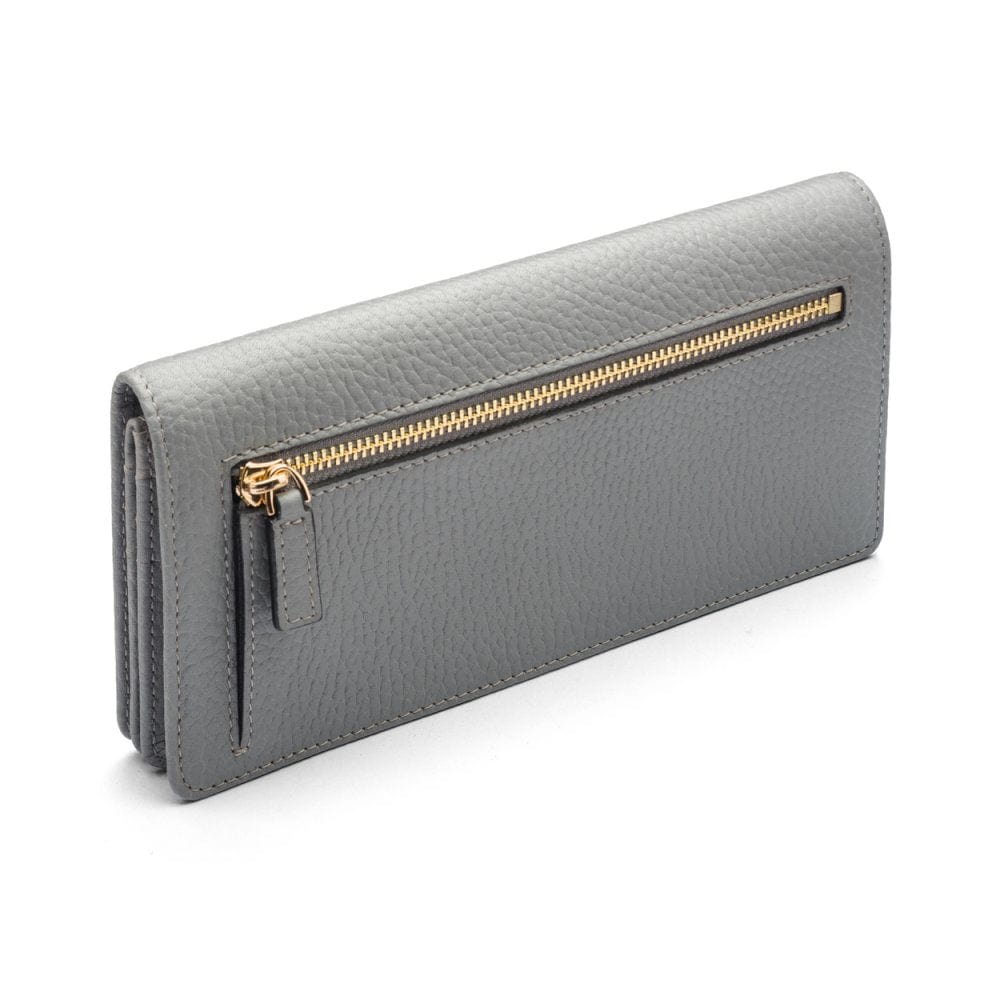 Tall leather Trinity purse, grey, back