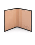 Two tone compact leather billfold wallet with 4 cc, grey, inside