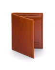 Bifold leather wallet with 6 credit cards, havana tan, front