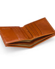 Bifold leather wallet with 6 credit cards, havana tan, inside